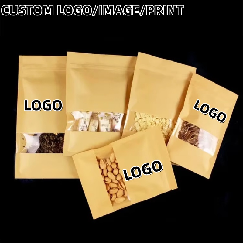 Flat Bottom Kraft Paper Ziploc - đánh giá và giá Food Snacks Logos