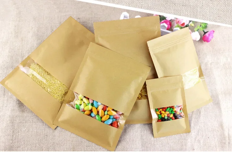 Flat Bottom Kraft Paper Ziploc - đánh giá và giá Food Snacks Logos