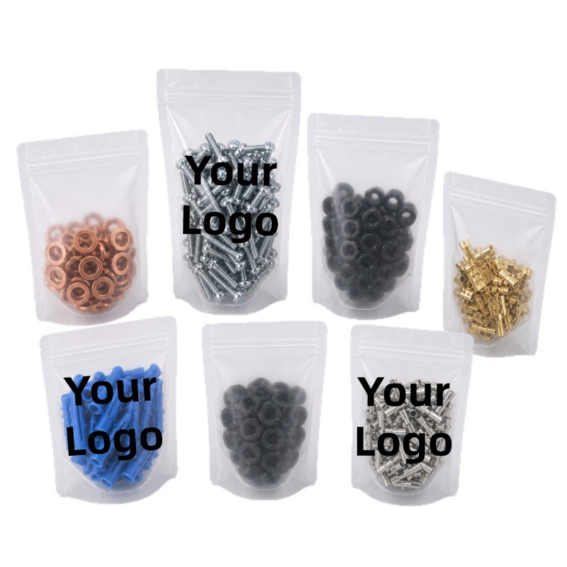Stand Up Frosted Ziplock Bags  - đánh giá và giá Food Snacks Logos
