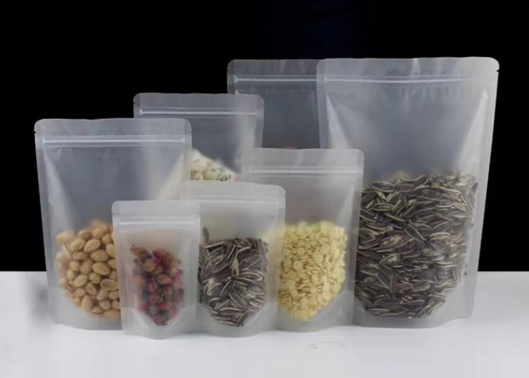 Stand Up Frosted Ziplock Bags  - đánh giá và giá Food Snacks Logos